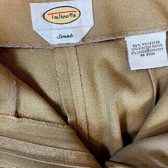 VTG Talbots Tapered Leg Dress Pants Camel Tan High Rise 29.5x29.5 #276Q - Picture 9 of 10